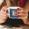 Blue Western Espresso Cup - 6oz (Double Shot) LIFESTYLE (Woman hands cropped)
