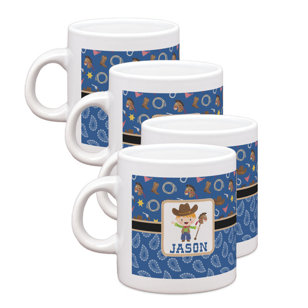 Custom Blue Western Single Shot Espresso Cups - Set of 4 (Personalized)