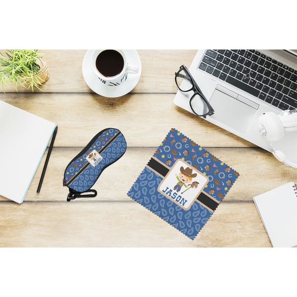 Blue Western Eyeglass Case and Cloth Set - LIFESTYLE