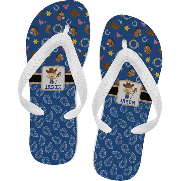 Custom Blue Western Flip Flops - XSmall (Personalized)