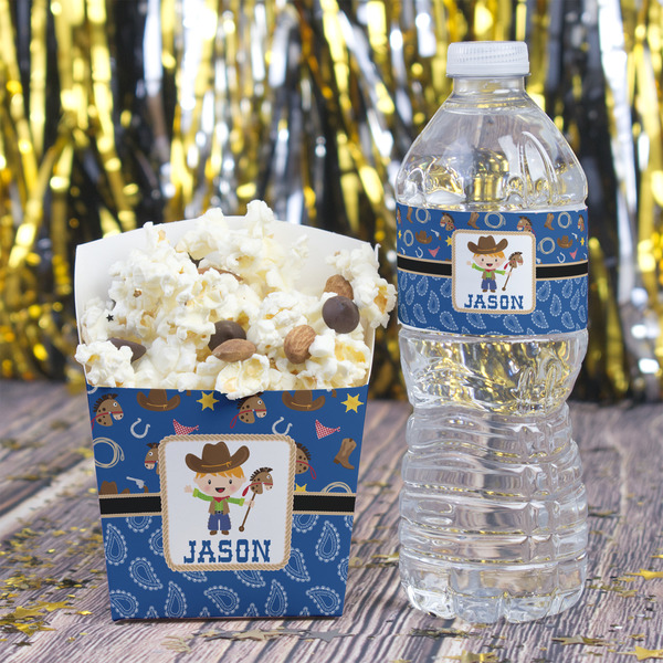 Blue Western French Fry Favor Box - w/ Water Bottle