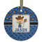 Blue Western Frosted Glass Ornament - Round