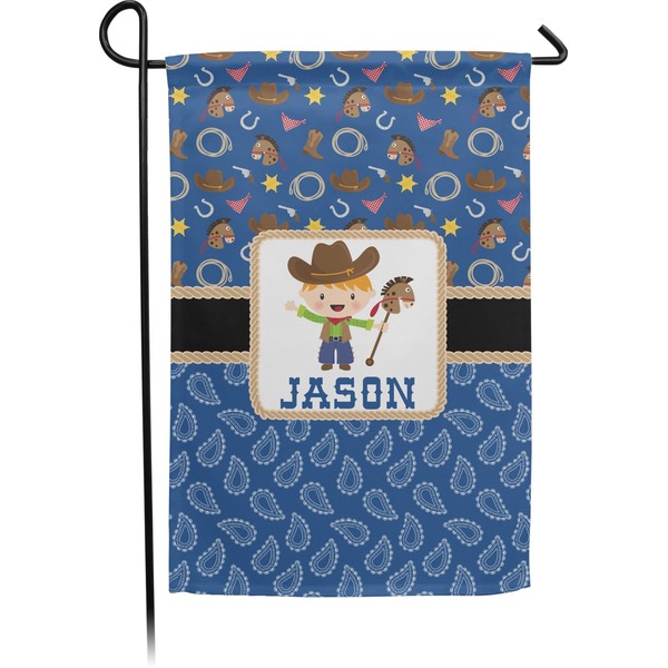 Custom Blue Western Small Garden Flag - Double Sided w/ Name or Text