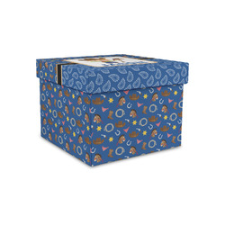 Blue Western Gift Box with Lid - Canvas Wrapped - Small (Personalized)