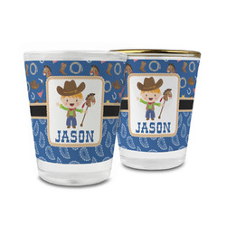 Blue Western Glass Shot Glass - 1.5 oz (Personalized)