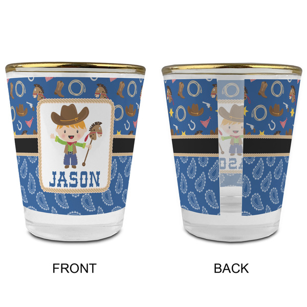 Blue Western Glass Shot Glass - with gold rim - APPROVAL