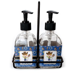 Blue Western Glass Soap & Lotion Bottle Set (Personalized)