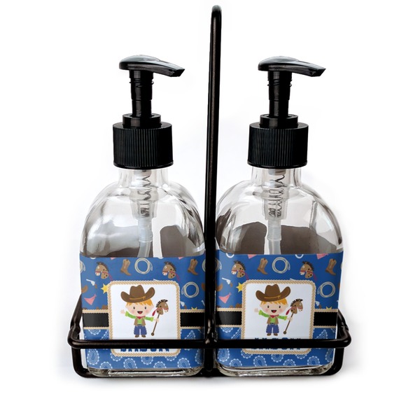 Custom Blue Western Glass Soap & Lotion Bottles (Personalized)