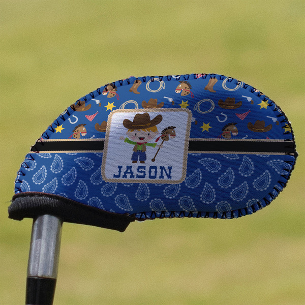Custom Blue Western Golf Club Iron Cover (Personalized)