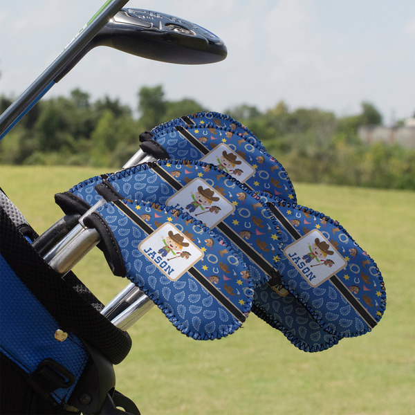 Custom Blue Western Golf Club Iron Cover - Set of 9 (Personalized)