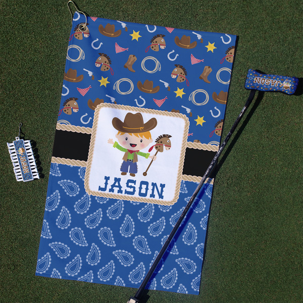 Custom Blue Western Golf Towel Gift Set (Personalized)