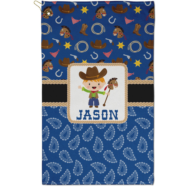 Custom Blue Western Golf Towel - Poly-Cotton Blend - Small w/ Name or Text