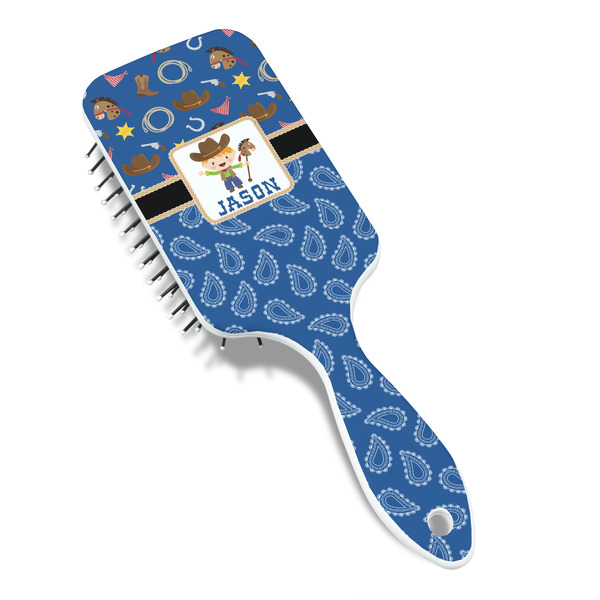 Blue Western Hair Brush - Angle View