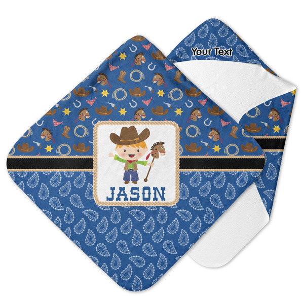 Custom Blue Western Hooded Baby Towel (Personalized)