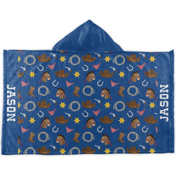Custom Blue Western Kids Hooded Towel (Personalized)