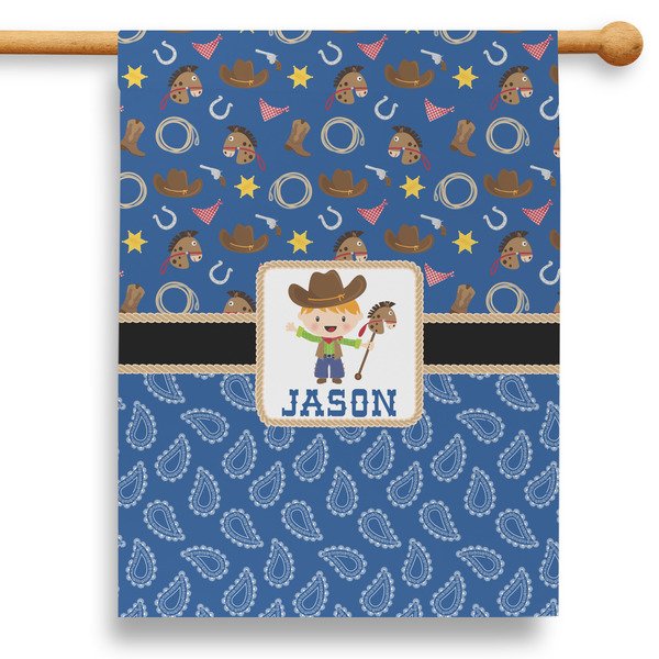 Custom Blue Western 28" House Flag - Double Sided (Personalized)