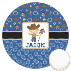 Blue Western Printed Cookie Topper - 3.25" (Personalized)