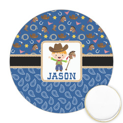 Blue Western Printed Cookie Topper - Round (Personalized)