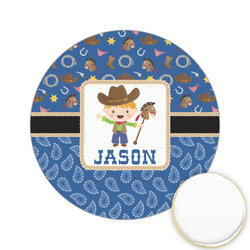 Blue Western Printed Cookie Topper - 2.15" (Personalized)