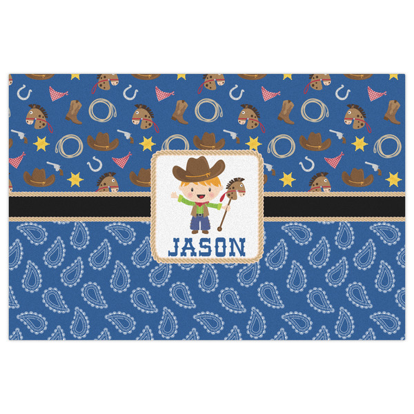 Blue Western Indoor / Outdoor Rug - 2'x3' - Front Flat