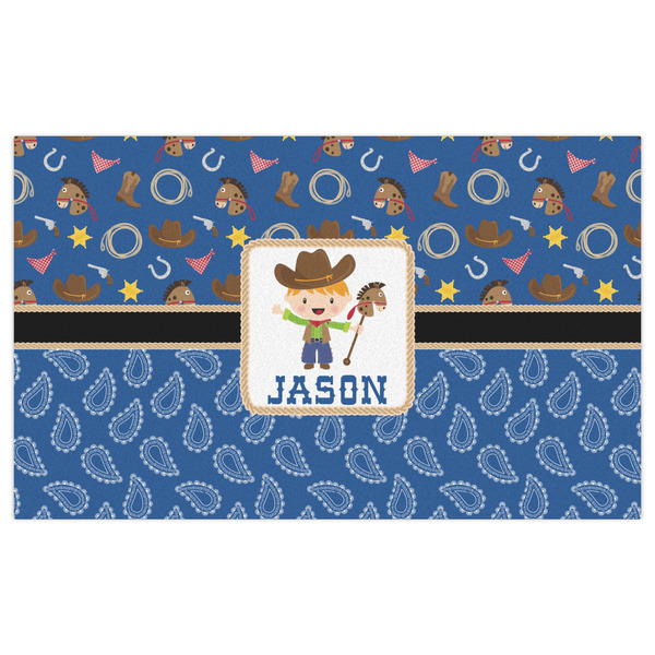 Blue Western Indoor / Outdoor Rug - 3'x5' - Front Flat