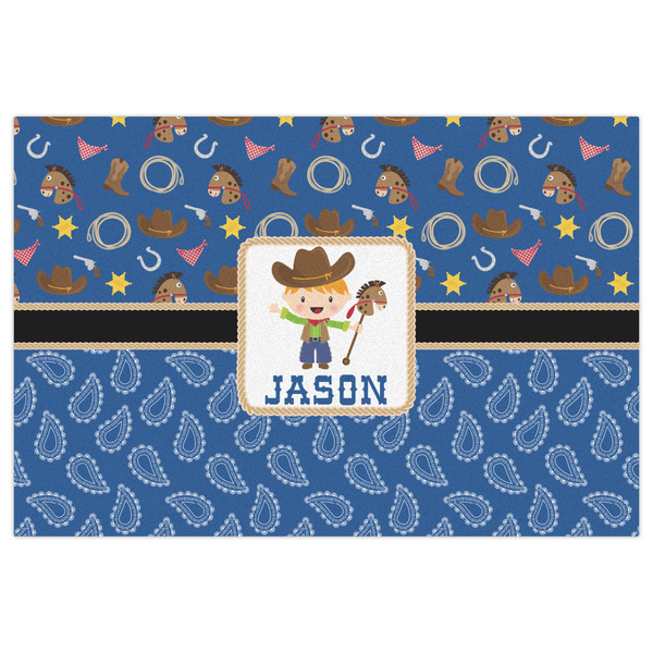 Blue Western Indoor / Outdoor Rug - 4'x6' - Front Flat