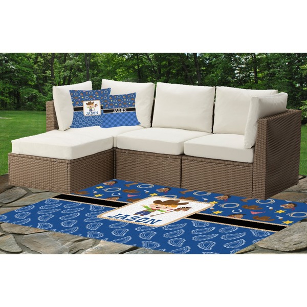 Blue Western Outdoor Mat & Cushions