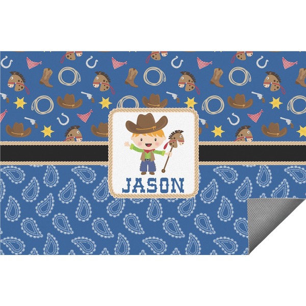 Custom Blue Western Indoor / Outdoor Rug (Personalized)