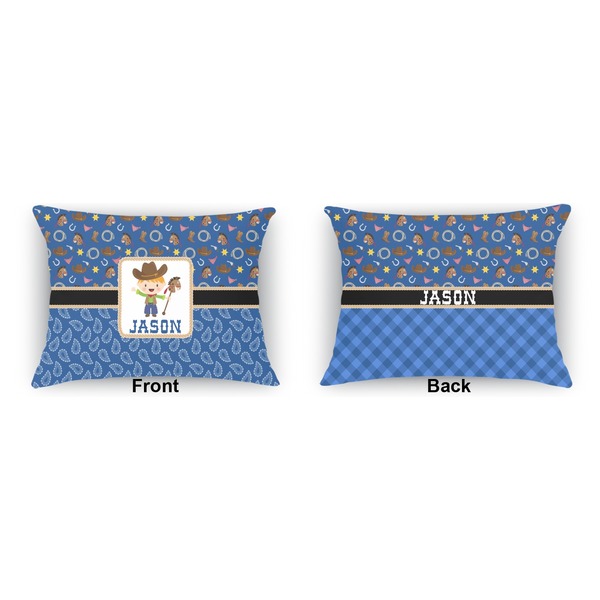 Blue Western  Indoor Rectangular Burlap Pillow (Front and Back)