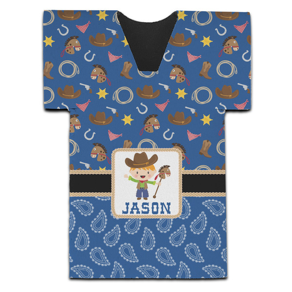 Blue Western Jersey Bottle Cooler - Set of 4 - FRONT (flat)