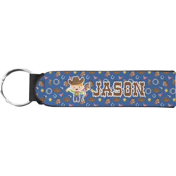Custom Blue Western Neoprene Keychain Fob (Personalized)