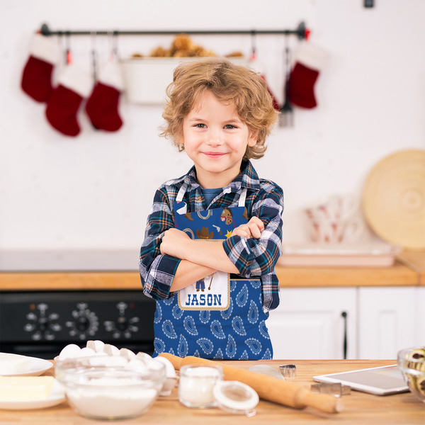 Blue Western Kid's Aprons - Small - Lifestyle