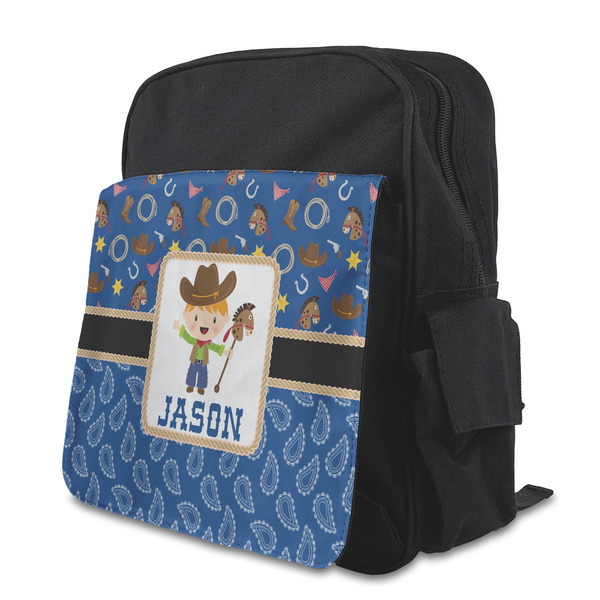 Custom Blue Western Preschool Backpack (Personalized)