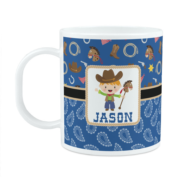 Custom Blue Western Plastic Kids Mug (Personalized)