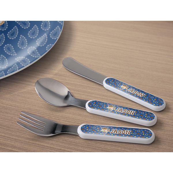 Blue Western Kids Flatware w/ Plate