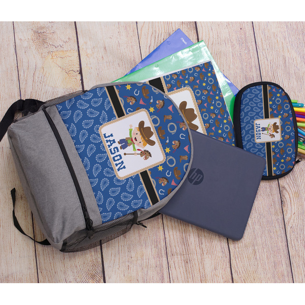 Blue Western Large Backpack - Gray - With Stuff