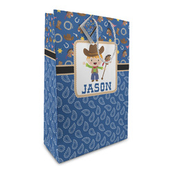 Blue Western Large Gift Bag (Personalized)