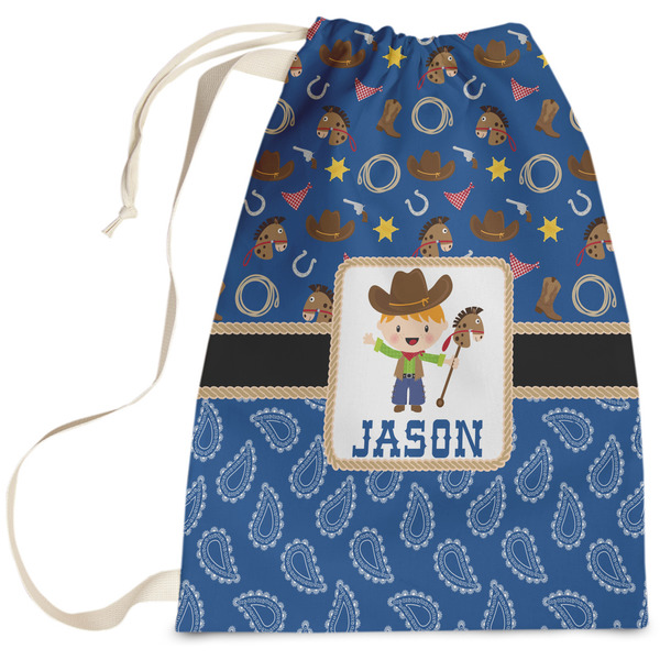 Custom Blue Western Laundry Bag (Personalized)