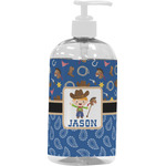 Blue Western Plastic Soap / Lotion Dispenser (16 oz - Large - White) (Personalized)
