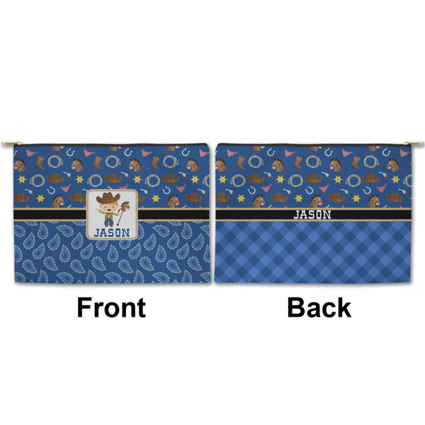 Blue Western Large Zipper Pouch Approval (Front and Back)
