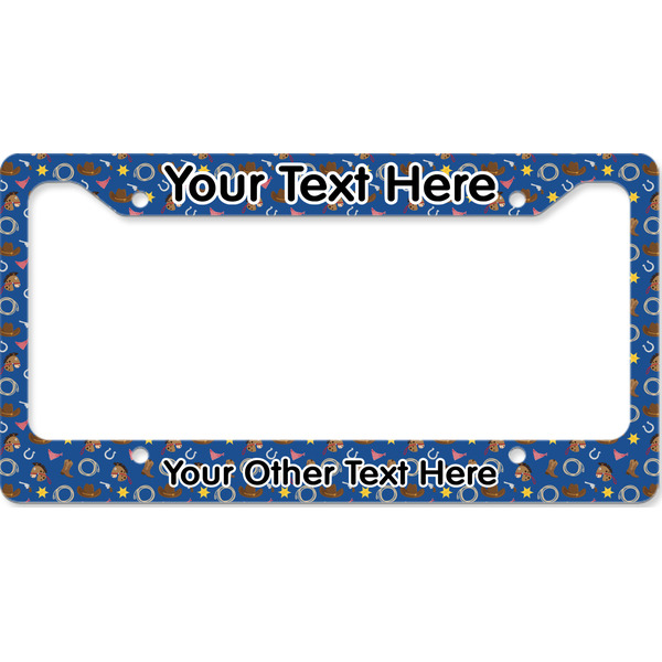 Custom Blue Western License Plate Frame - Style B (Personalized)