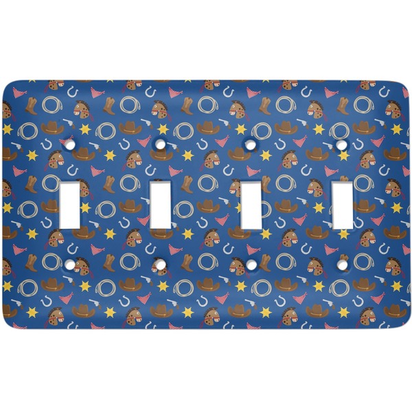 Custom Blue Western Light Switch Cover (4 Toggle Plate)