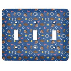 Blue Western Light Switch Cover (3 Toggle Plate)