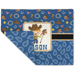 Blue Western Double-Sided Linen Placemat - Single w/ Name or Text