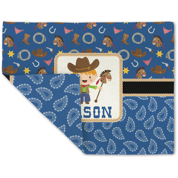 Blue Western Linen Placemat - Folded Corner (double side)