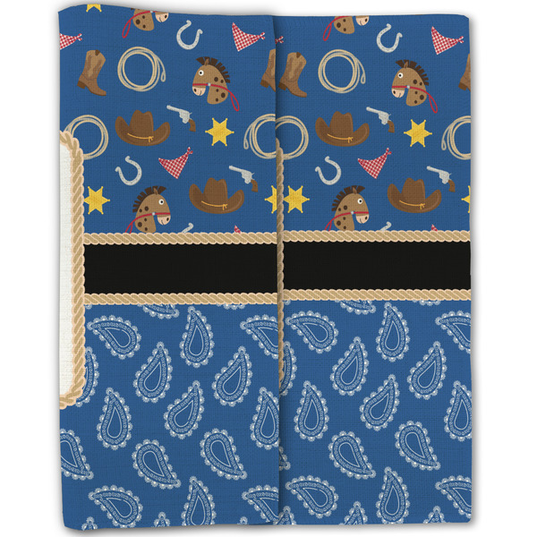 Blue Western Linen Placemat - Folded Half (double sided)