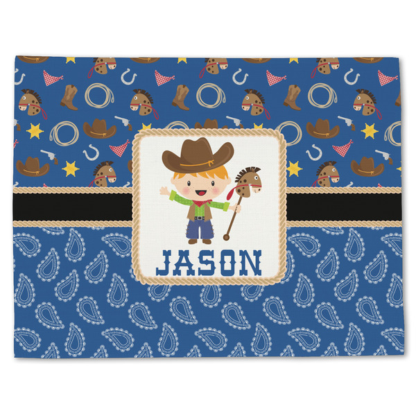 Custom Blue Western Single-Sided Linen Placemat - Single w/ Name or Text