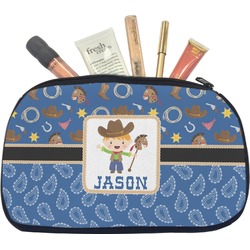 Blue Western Makeup / Cosmetic Bag - Medium (Personalized)