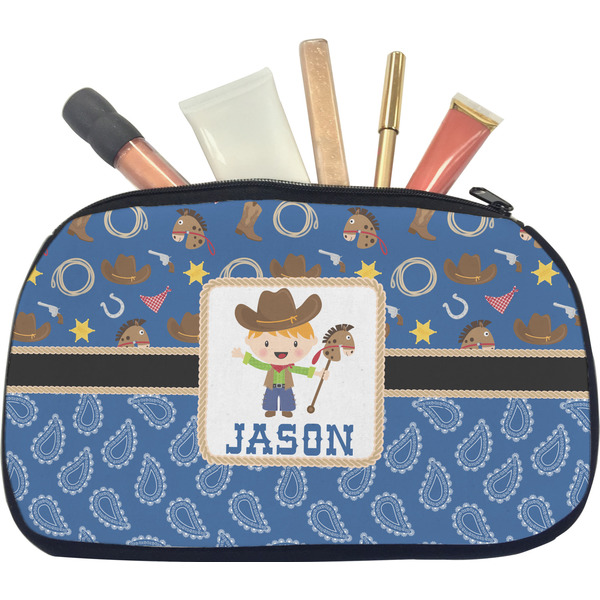 Custom Blue Western Makeup / Cosmetic Bag - Medium (Personalized)