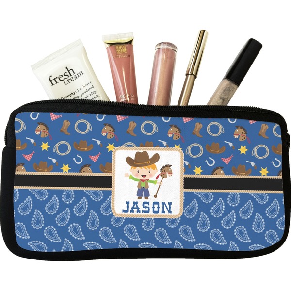 Custom Blue Western Makeup / Cosmetic Bag (Personalized)